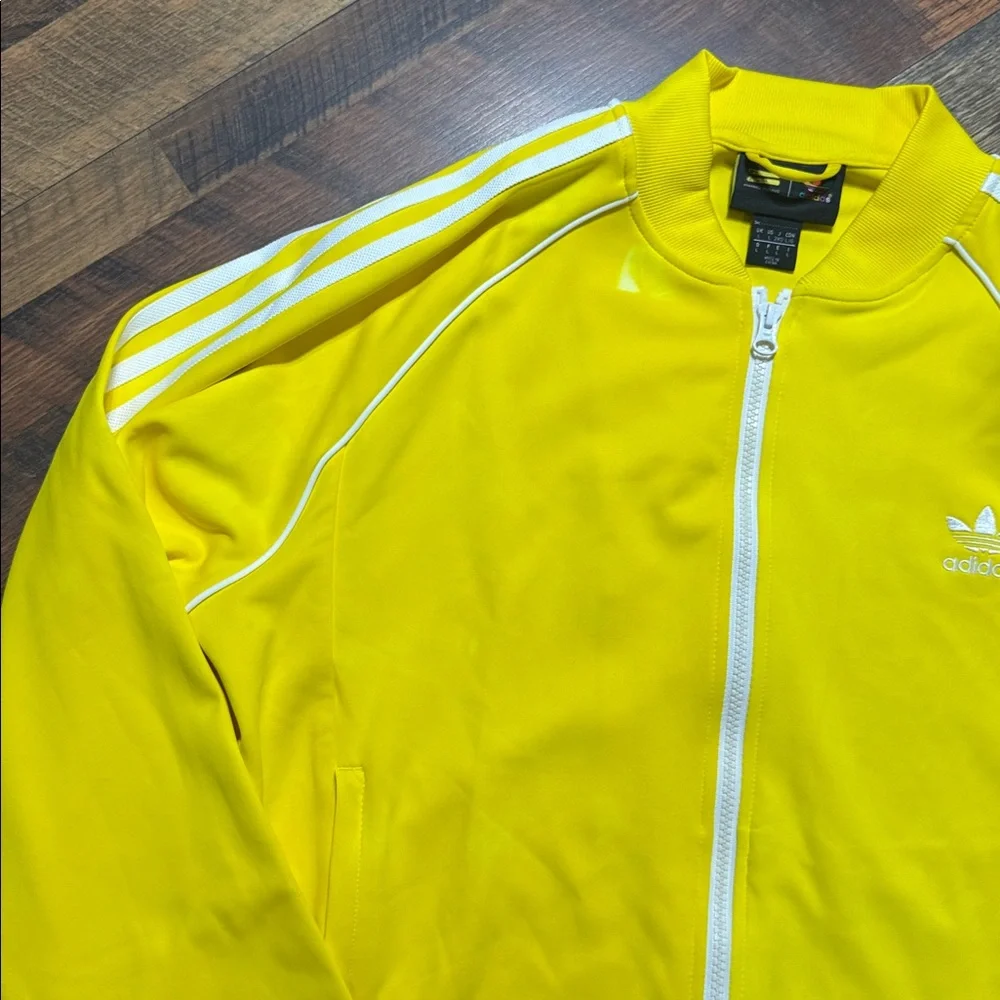 adidas Yellow Track Jacket with White Stripes